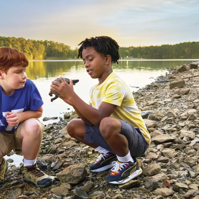 YMCA kids on river bank